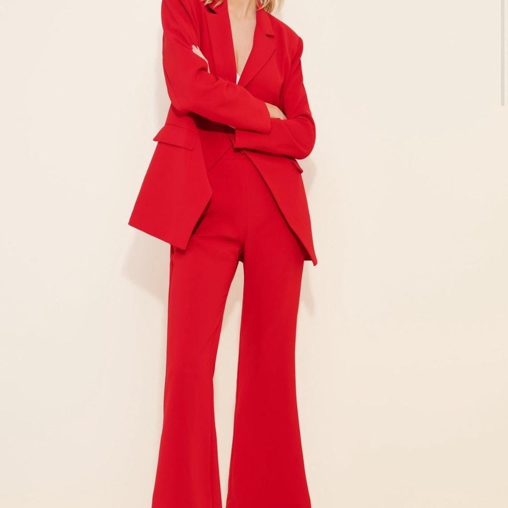 Freja structured Red suit set - blazer 12 and pants XXL fits 16